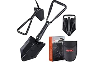 URPRO Folding Shovel w/Pick, Portable Carbon Steel Handle and Blade, Survival, Entrenching, Military, Trenching Tool, for Cam