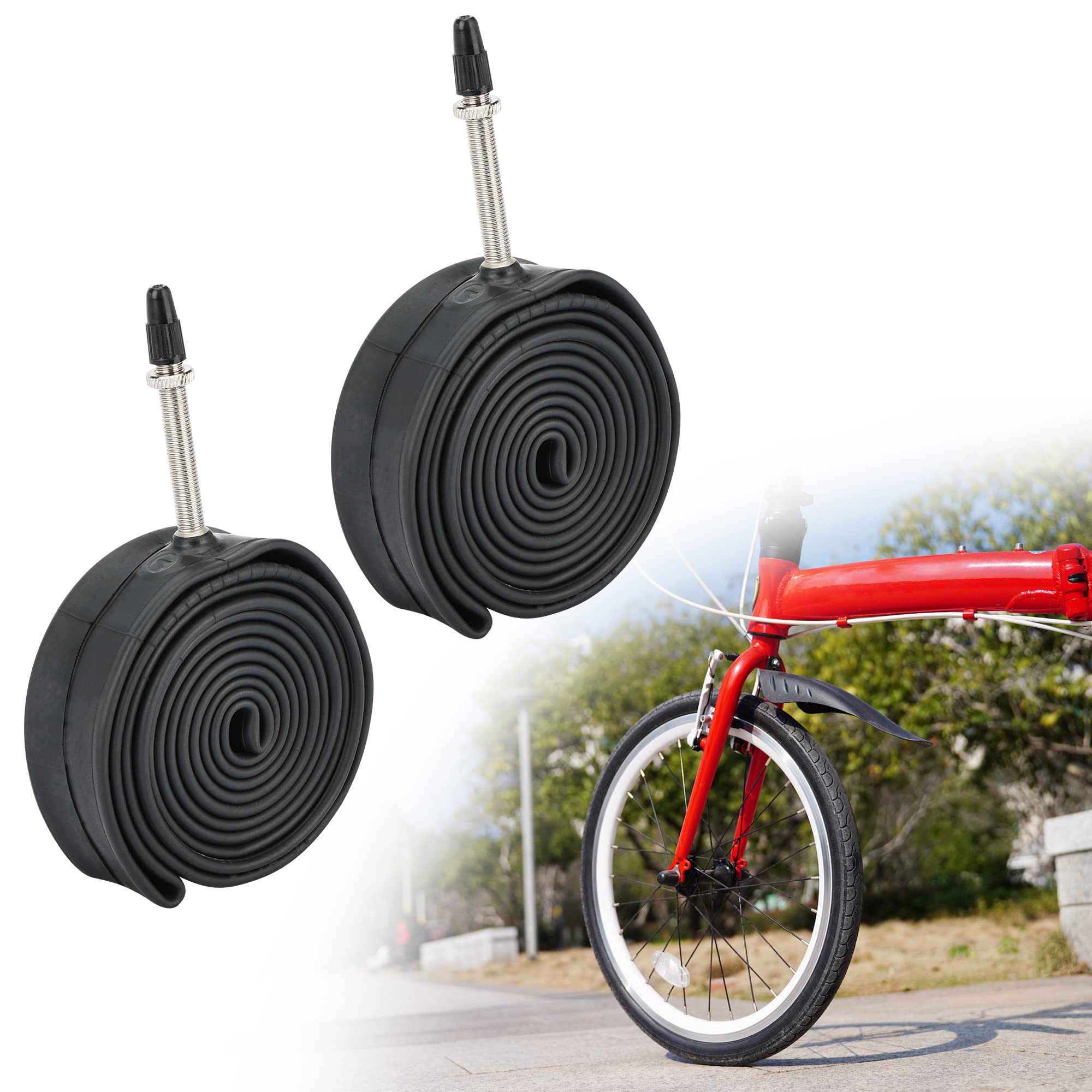 RUTU 2-Pack 20 x 1-1/8-1-1/4 Bicycle Inner Tube,42mm Presta Valve Tube - 20 Inch Tubes Fits for Bicycle - Premium Heavy Butyl Inner Tube