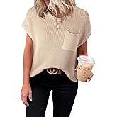 Dokotoo Women's Casual Short Sleeve Loose Tunic Tops Lightweight Knit Spring Pullover Sweater Blouses