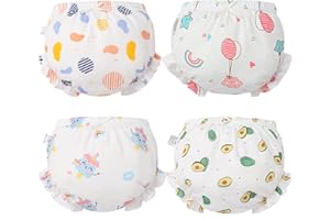 ORINERY Cotton Bloomers Undies Girls Soft Underwear Baby Ruffle Diaper Cover Toddler Kids Briefs Shorts Infant Panties 4-Pack