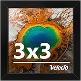 Veleclo 3x3 Picture Frame, 3x3 Black Picture Frame with Shatter Resistant Plexiglass, Stable and Sturdy 3 x 3 Poster Frame, Handpicked Gift Collection, 1 Pack