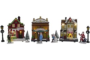 Northlight LED Lighted Theater and Shops Christmas Village Display Set - 11-Piece
