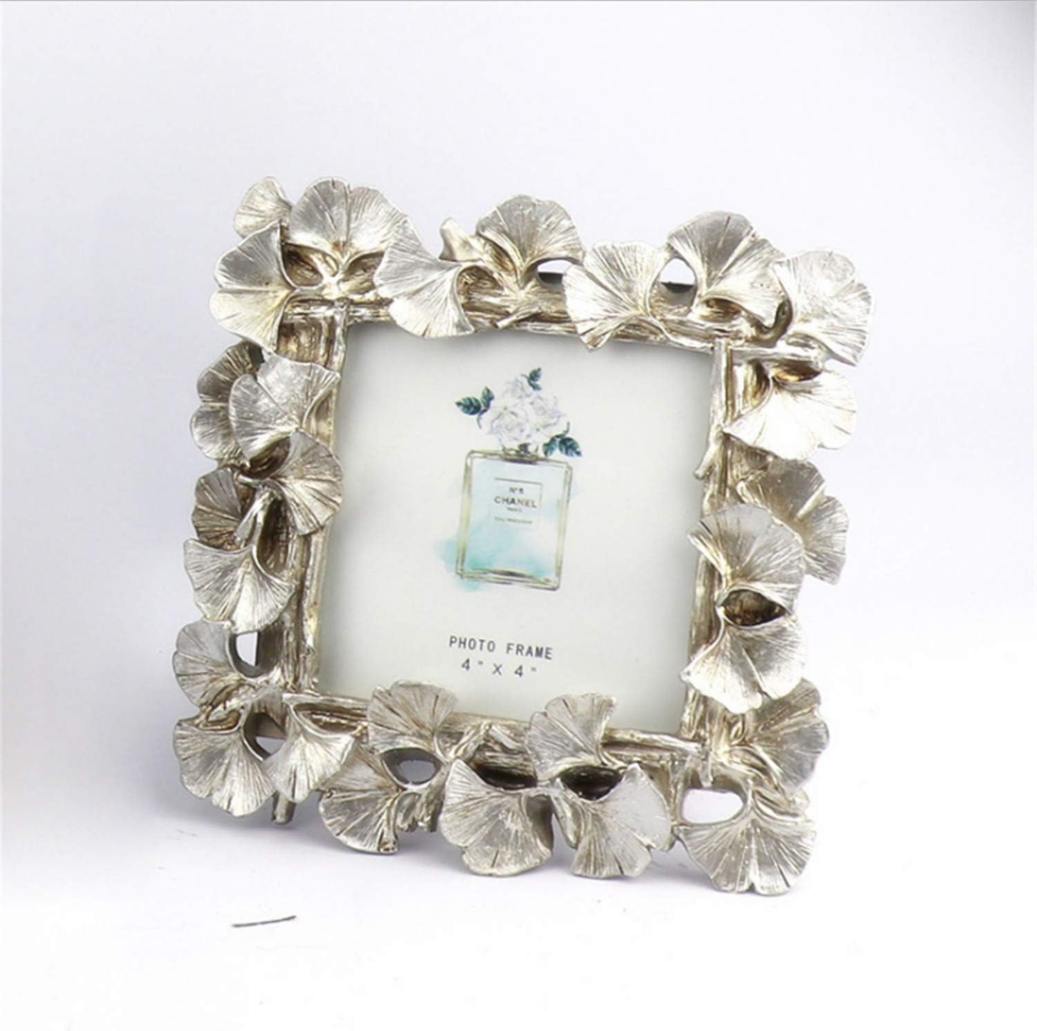 YINGYOUYHD Golden Ginkgo Leaf Photo Frame Wedding Photography Vintage Resin Photo Frame Set 4'' (16 x 16 x 1.5CM) Golden