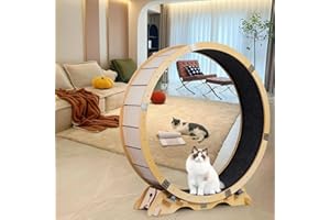 MORNHALO 43“Cat Wheel Exerciser for Indoor Cats,Easy to Build Cat Treadmill Wheel,Maple Wood Running Wheel,Large Cat Exercise Wheels,Pets Furniture, Cats Loss Weight Device,Large Pet Treadmill.