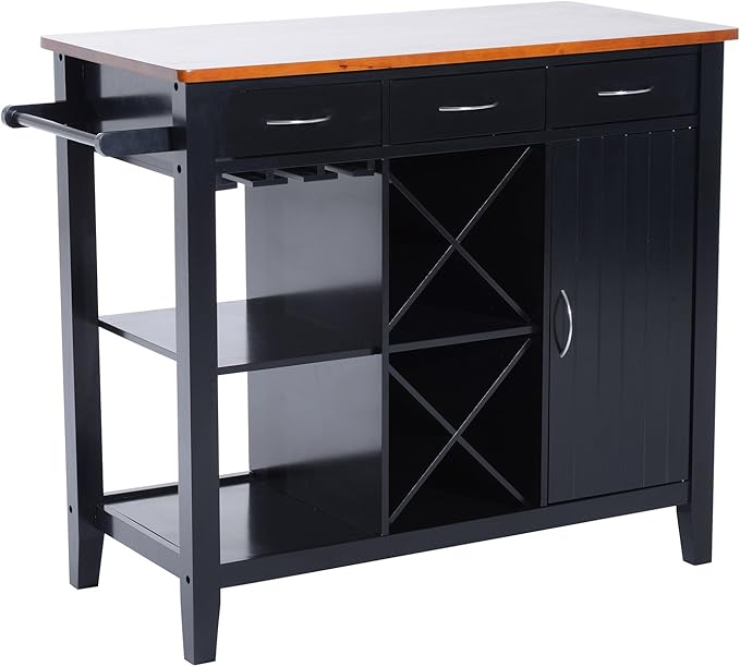 Homcom Holz Küche Stauraum Insel Vitrine Regal Sideboard Schrank Zähler