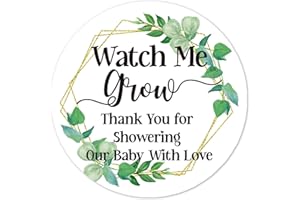 KORTTITALO 50 PCS Watch Me Grow Baby Shower Favor Stickers, Thank You for Showering Our Baby with Love Stickers for Baby Shower Party Favor, 2 Inch Round Stickers.