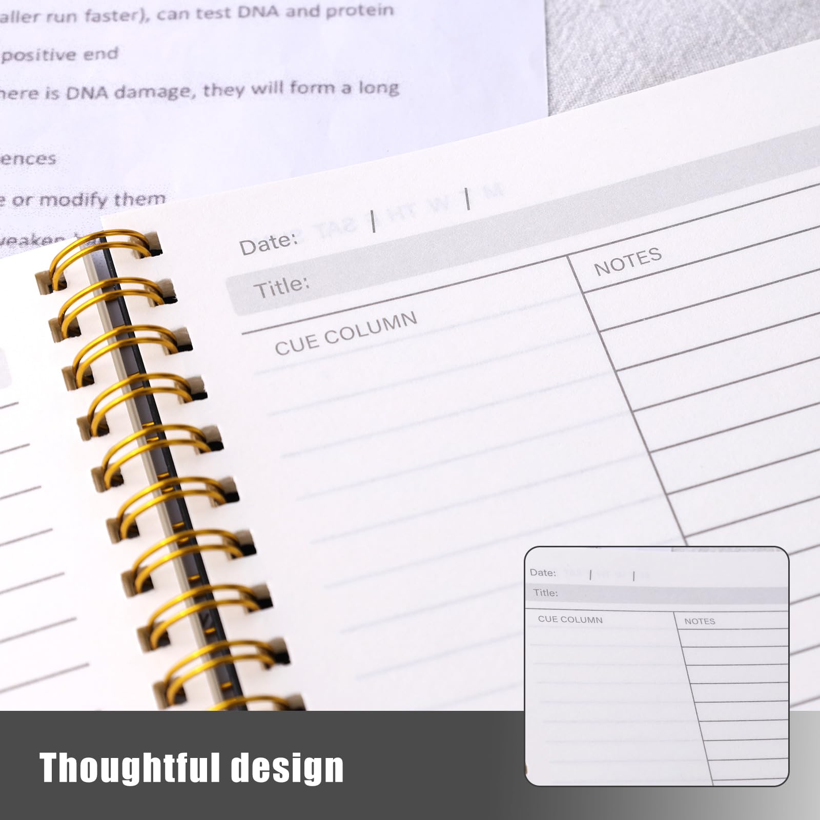 HEYPLACE Cornell Notes Notebook, College Ruled Spiral Notebook B5 Hardcover Notebook for Note Taking Office School Black