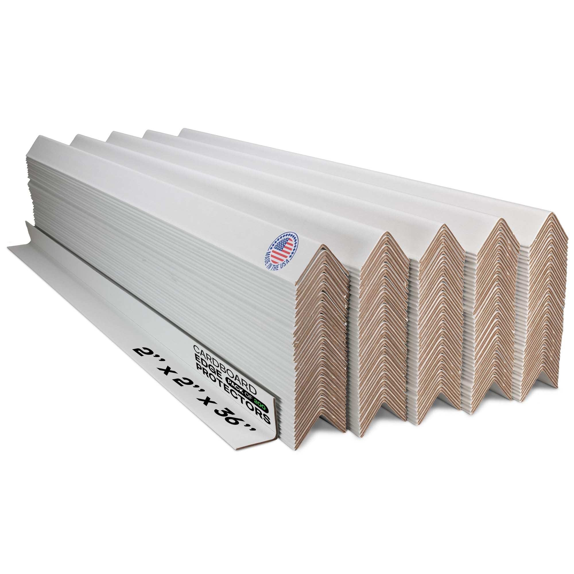 Photo 1 of IDL Packaging 2” x 2” x 36” Cardboard Edge Protector (Pack of 200) - Corner Protectors for Shipping, Storage, & Moving – Reinforced Corner Guard Protection for Pallets, Wall Corners, & Furniture