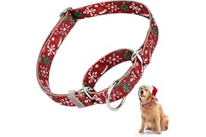 HIDAKEAI Christmas Martingale Collar for Dogs, Red Christmas Trees Dog Collar, Adjustable Nylon Martingale Dog Collar, Premium No Slip Collar, Great for Small Medium Large Boy Girl Dogs (L)