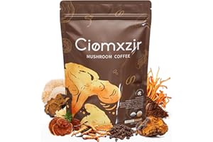 Mushroom Coffee, Instant Organic Mushroom Coffee with Cordyceps, Reish, Turkey Tail, Lions Mane for Energy, King Trumpet, Shi