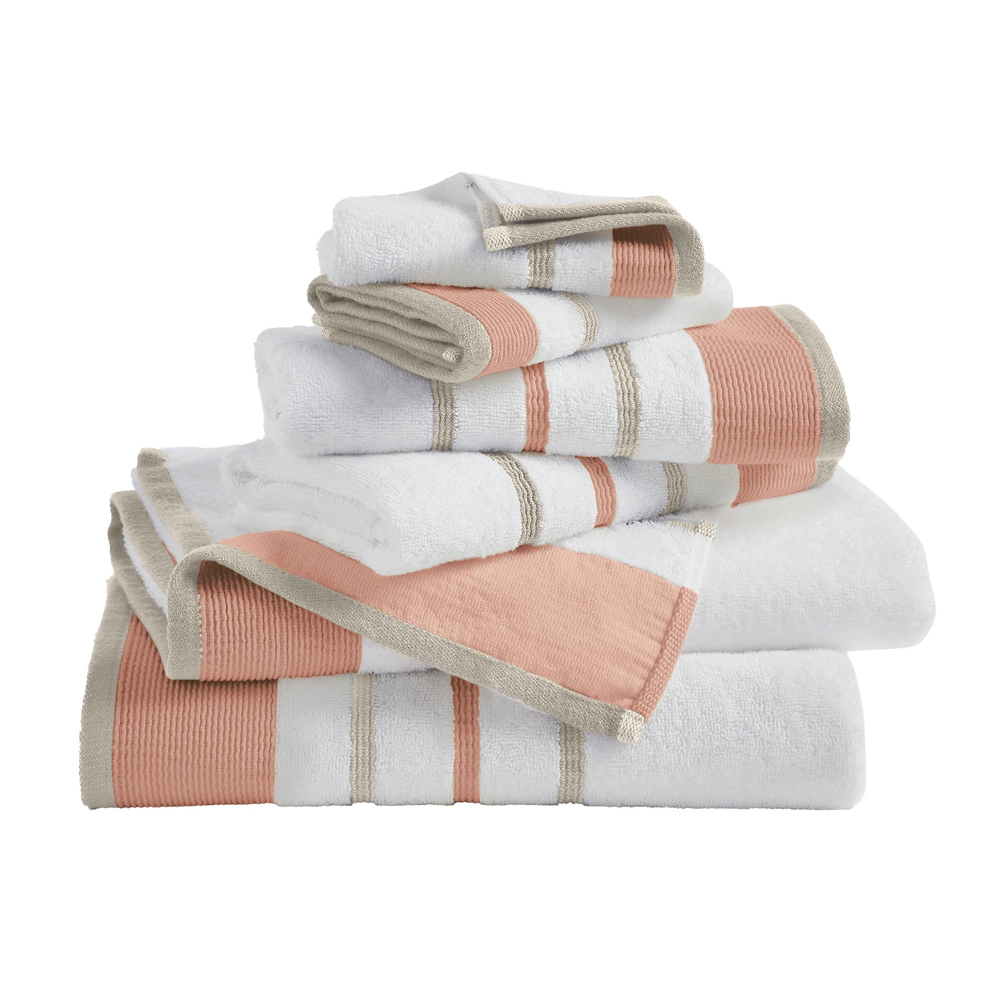 Great Bay Home Decorative Bath Towel Set - Luxury Cotton 6 Piece Towel Set - Luxurious, Ultra-Soft, Durable Towels for Bathroom Decor (Dusty Rose/Cappuccino) Image