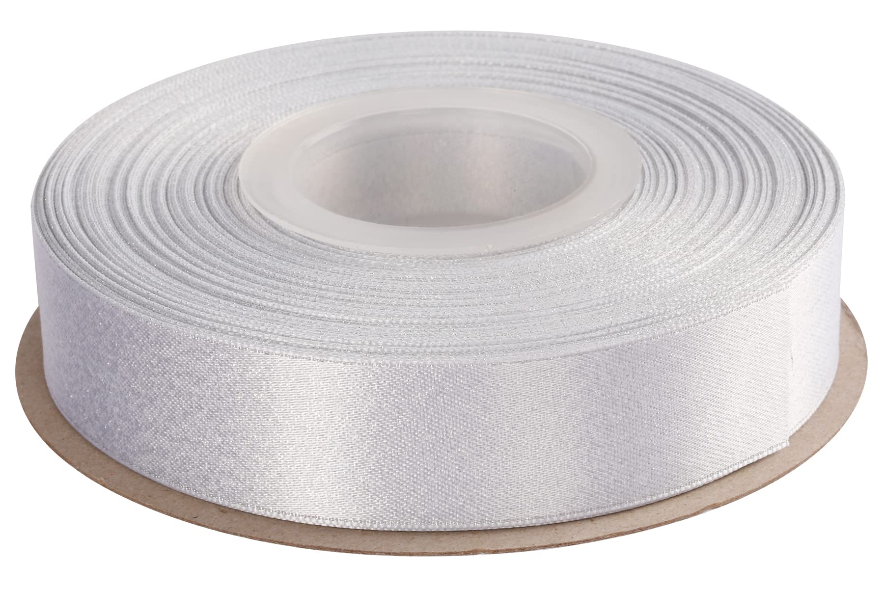 Joycrosso White Double Faced Glitter Ribbon, Luxury Silver Purl Ribbon, 22mm x 22 Meters, Great for Gift Wrapping Wedding Decoration Floral Arrangement