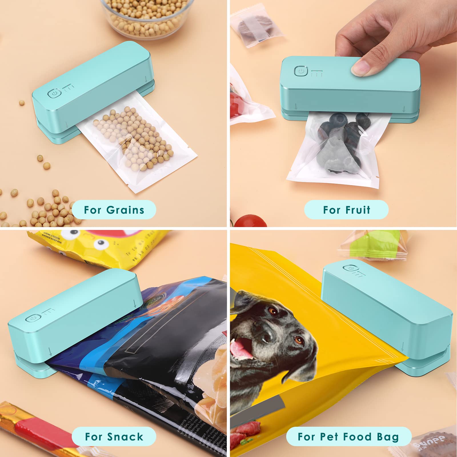 FEPPO Bag Sealer, Mini Bag Sealer 3000mAh Rechargeable Quick Heat Sealer with 3 Sealing Gear & 3.93