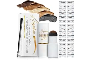 ANGIEHAIE Eyebrow Stamp Stencil Kit (Dark Brown), Eyebrow Stamp Pomade with 24 Reusable Thin & Thick Brow Stencils, Eyebrow Stencils Shaping Kit Definer Natural Look