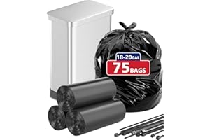 18-21 Gallon Trash Bags for Kitchen,AYOTEE 20 Gallon Yard Waste Bags with Black Zip Ties,Plastic Bags for Clothes,Tall Kitchen Trash Bags Unscented for Yard,Home,Outdoor