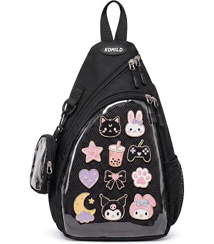 Oxford Ita Bag Pin Display Chest Pack Single Shoulder Bag Sport Backpack CHERRY SAUCE Oxford Ita Bag Kawaii Pin Display Chest  main image 3
