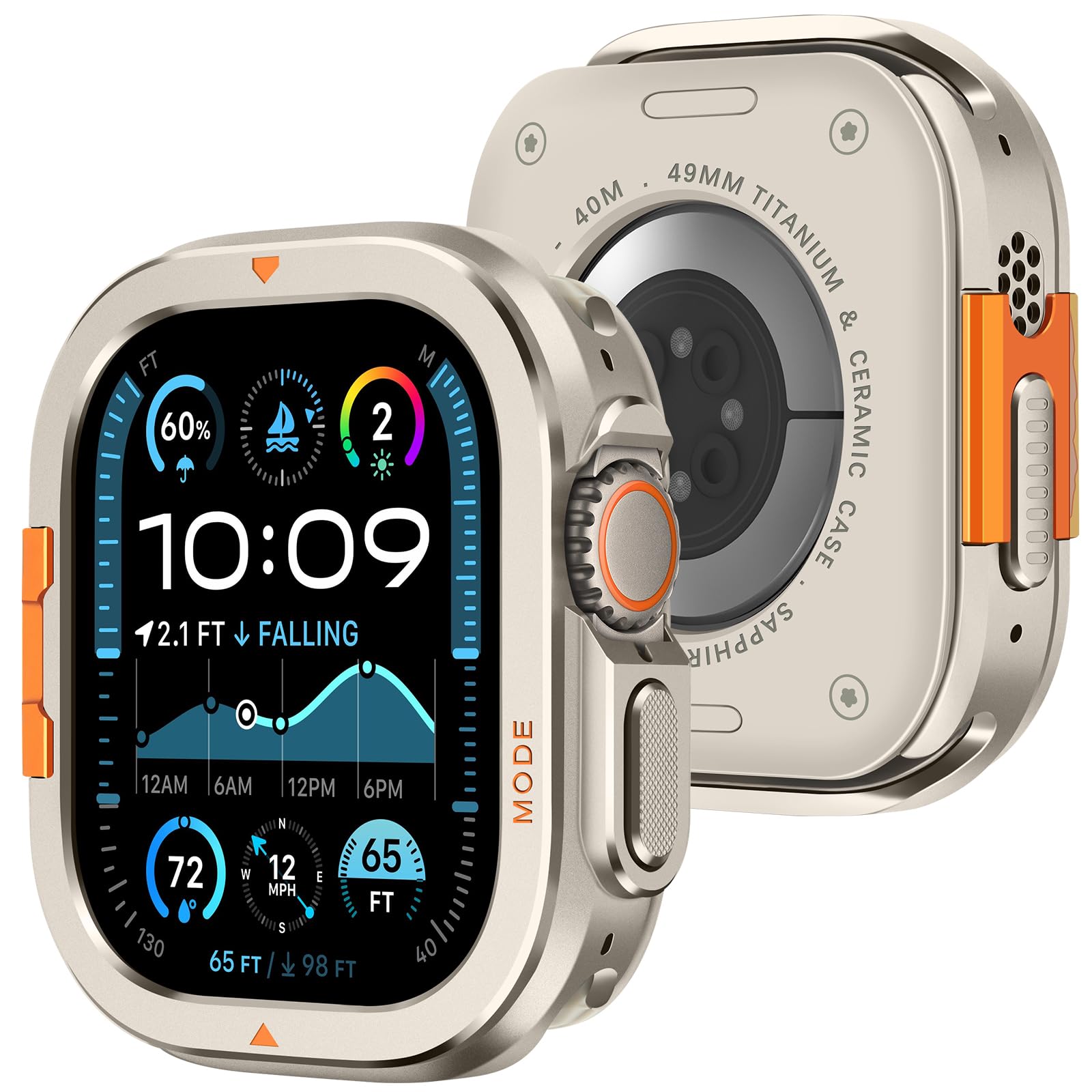 Photo 1 of Amizee Metal Case Compatible with Apple Watch Ultra 3/2/1 49mm with Back Cover, Rugged Protective Bumper Cover for iWatch 49mm, Titanium
