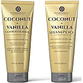 Nuva Botanicals Coconut Shampoo and Conditioner, Vanilla Shampoo and Conditioner with Biotin and Collagen- Moisturizing Shampoo and Conditioner Set with Jojoba Oil, Argan Oil and Vitamin E(6.8oz each)