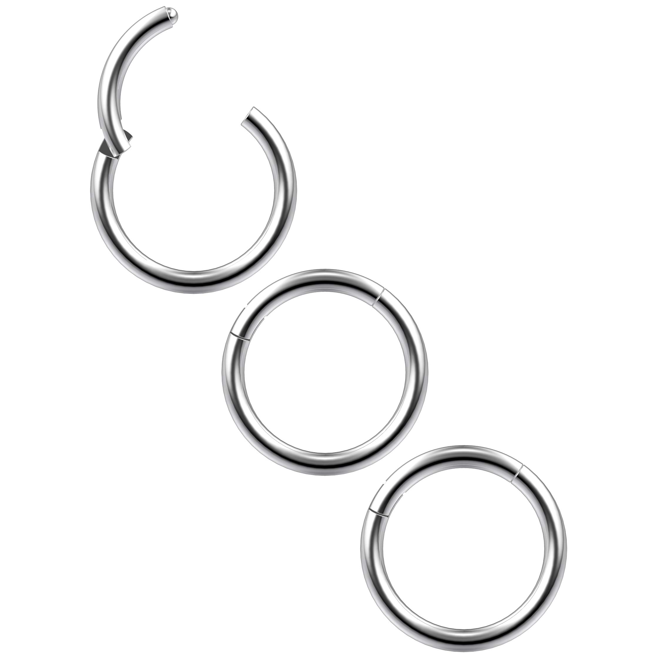 3pc 18g 1mm Clickers Conch Daith Earring Hinged Hoop Seamless Segment Septum Bar Lip Nose Bar Rings Clicker 8mm