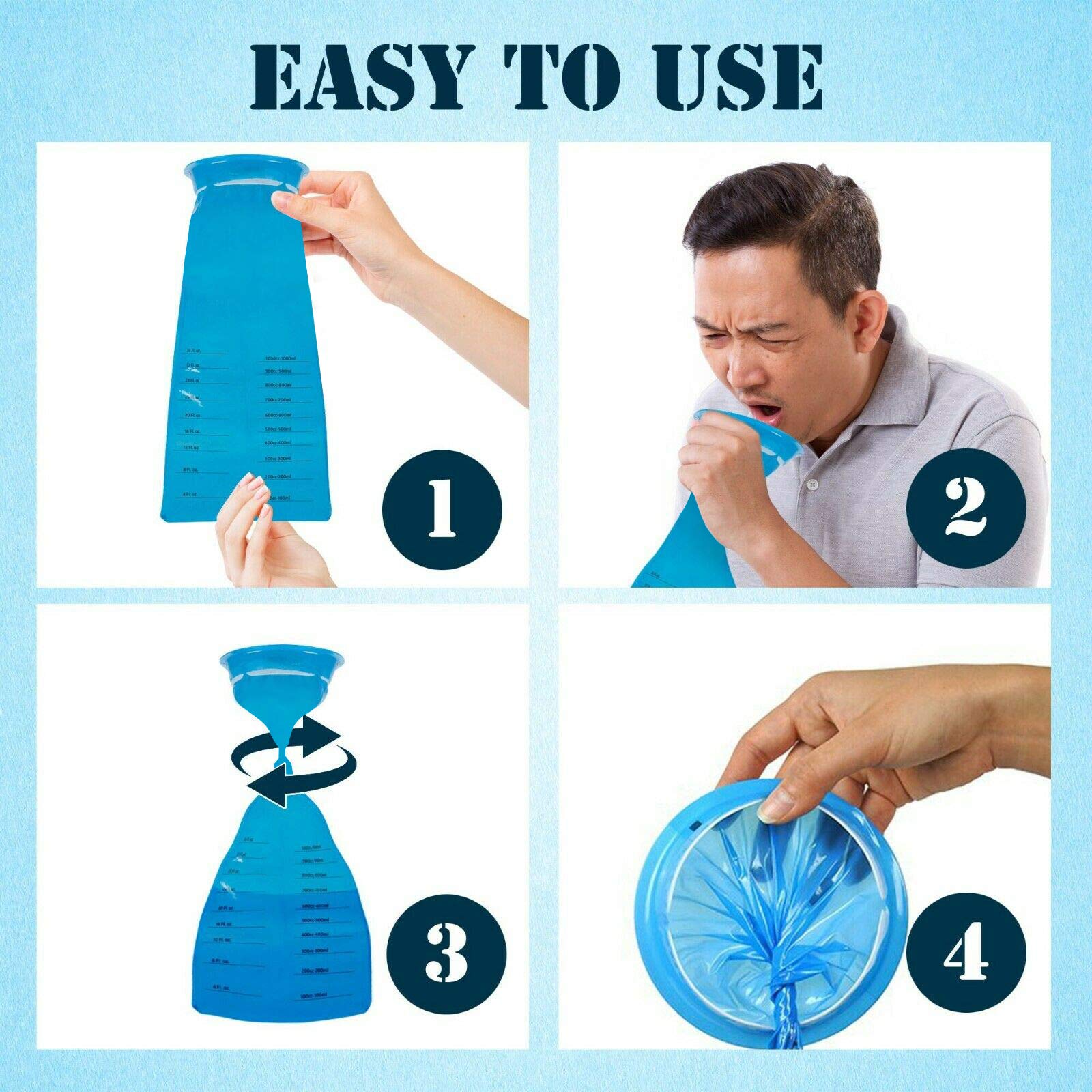 Emesis Bags, Disposable Vomit Bags, Sick Bags Blue Barf Bags Nausea