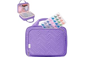 Leudes Diamond Painting Storage Containers, 60 Slots Bead Storage Box for Diamond Art Kits Accessories Organizer Case (Only Bottles and Bag) (Purple-2(60 Jars))
