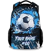 COZYAURA Kids Backpack - Personalized Soccer Backpacks for Boys Girls - 17 Inch School Bookbag for Teens - Sport Theme Book Bag for Elementary Middle School - Custom Back Pack for Ages 8-12