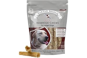 Tartar Shield Soft Rawhide Chews | Safe Dental Treats for Large Dogs | Vet VOHC Approved | Daily Bone Cleans Teeth & Gums Fresh Breath Oral Health Support | USA Made | (Large Dogs / 24 Count)