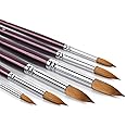 Kolinsky Watercolor Brush Set Pure Kolinsky Sable Hair Pointed Round Art Paintbrushes Premium 6 Pcs Round Tip Paint Brush Artist Acrylic Brush for Watercolor, Art Painting Gouache, Face Painting