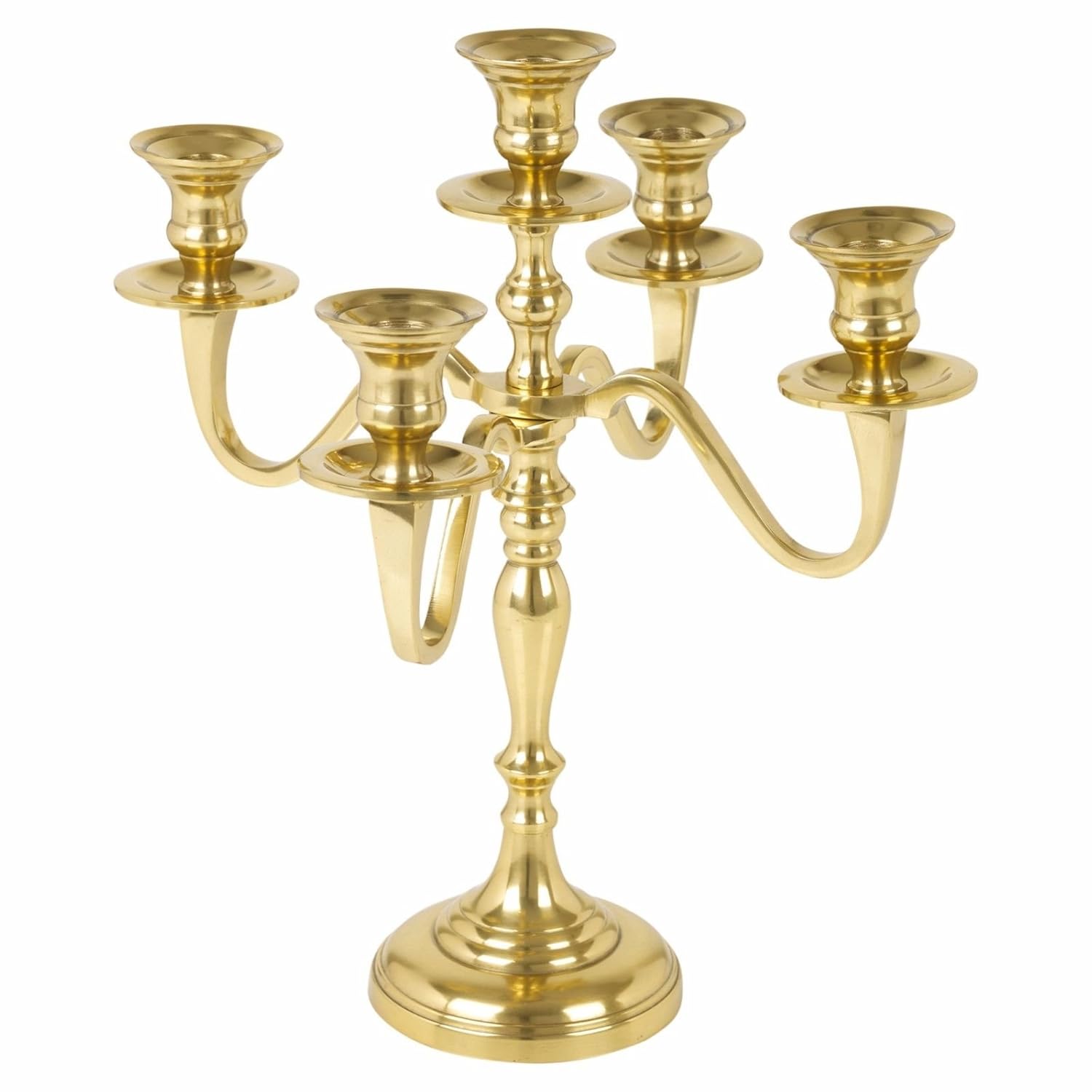 Traditional Gold 5 Arm Large Candelabra Brushed Aluminium Candlesticks
