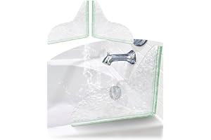JEXFUN 2Pcs Water Ripple Clear Shower Splash Guard, Upgrade Tub Splash Guard, Self-Glue Tub Splash Guards to Keep Water in Shower, Thickened Acrylic Shower Corner Water Guard for Bathtub, Kitchen