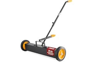 Pyle 24” Rolling Magnetic Sweeper with Adjustable Handle - Strong and Durable Metal Construction, Heavy-Duty Cleaning, Metal 