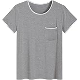Latuza Women's Bamboo Viscose Sleep T-Shirt Soft Short Sleeve Pajama Tops