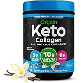 Orgain Keto Collagen Protein Powder, Vanilla - 10g Grass Fed Hydrolyzed Collagen Peptides for Women & Men, Type I & III, 5g MCT Oil - Hair, Skin, Nail, & Joint Support, Non-GMO, Gluten Free - 0.88lb