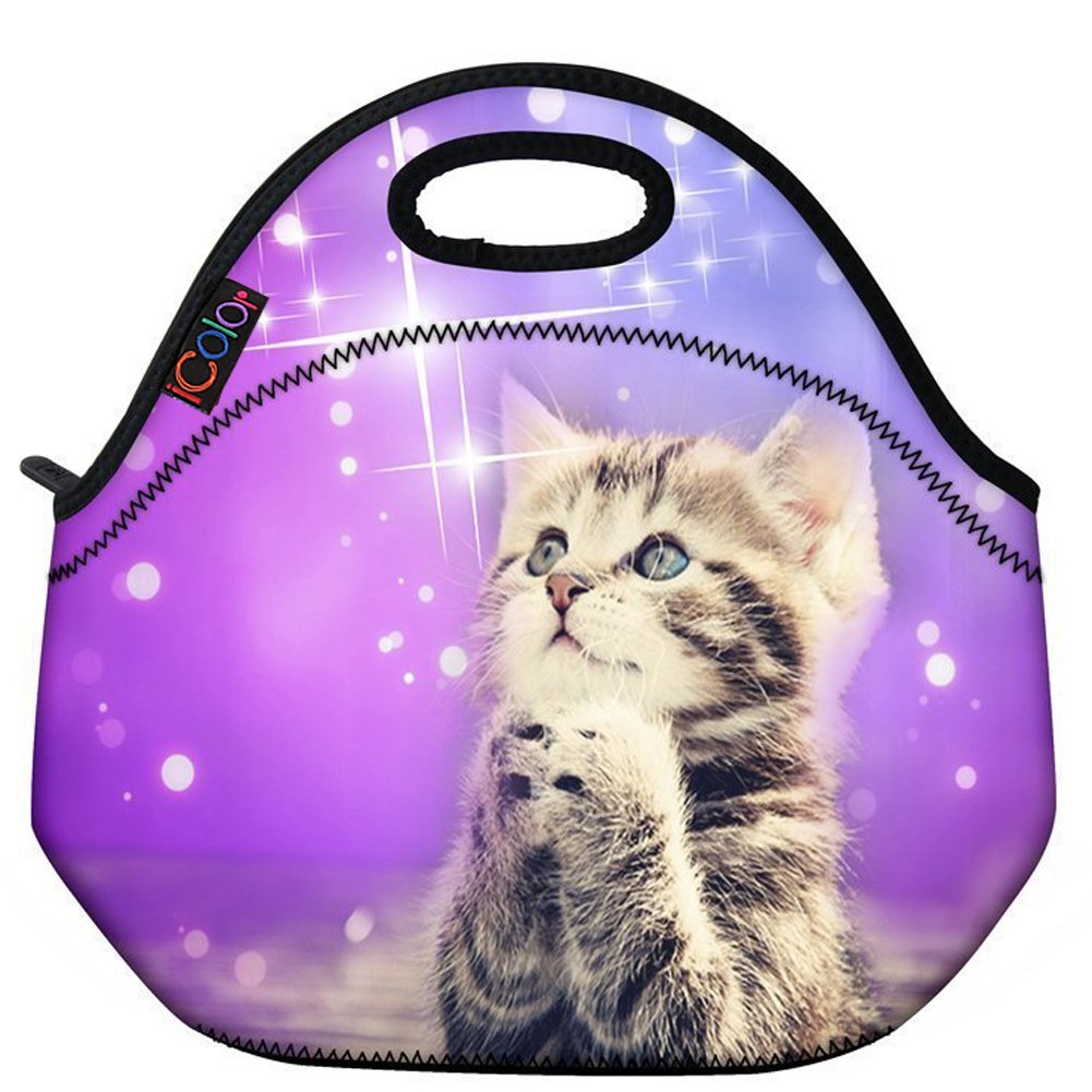 ICOLOR Cute Cat Girls Insulated Neoprene Lunch Bag Tote Handbag lunchbox Food 701203573697 eBay