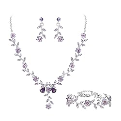 BriLove Women's Wedding Jewelry Set Leaf Cluster