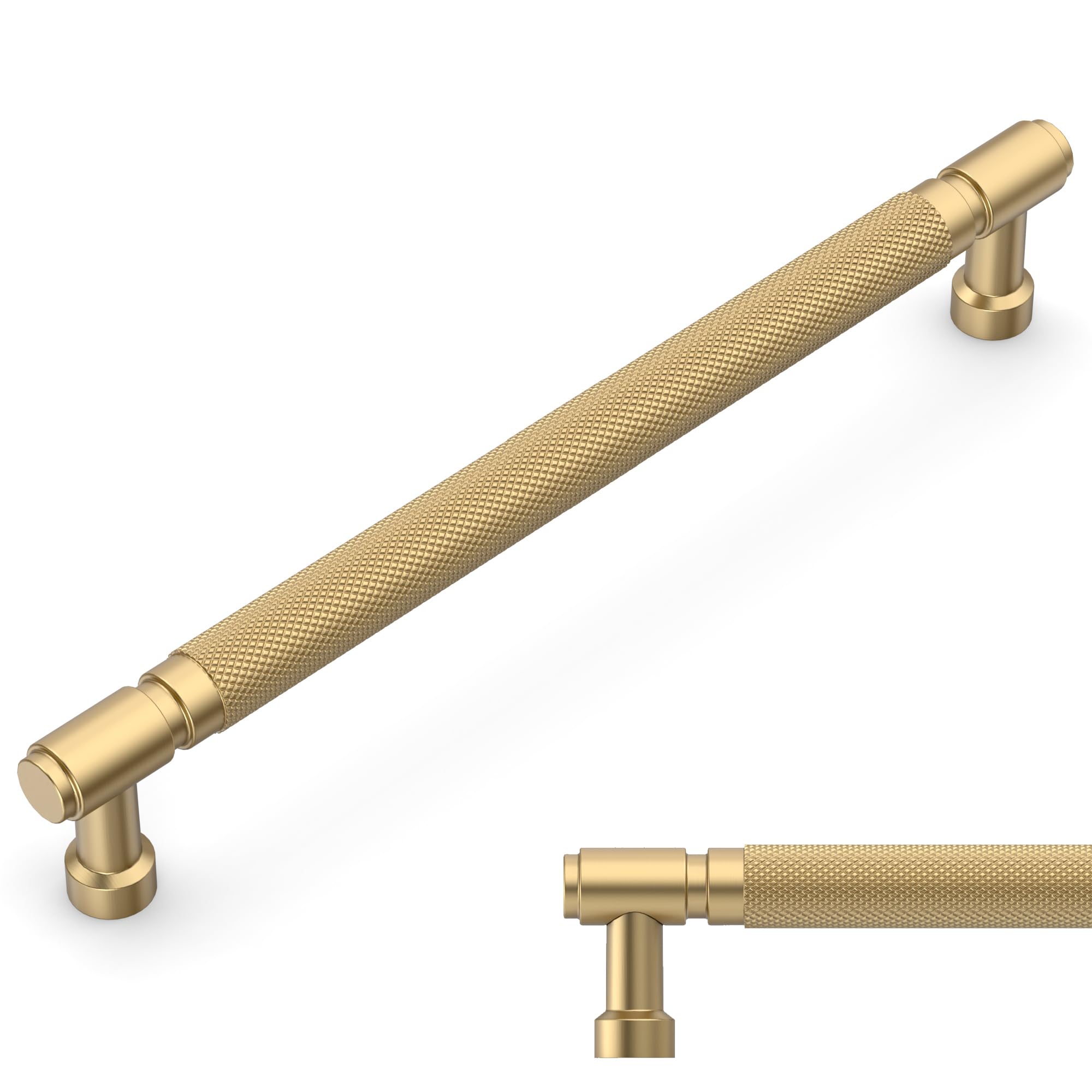 Photo 1 of Amerdeco 10 Pack Champagne Bronze knurled Cabinet Pulls 10 Inch(254mm) Hole Center Drawer Pulls Cabinet Hardware Kitchen Cabinet Handles for Bathroom ZH0072