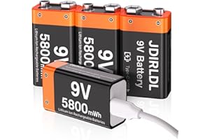 (5800mWh) Rechargeable 9V Batteries, New Upgrade High Capacity Lithium 9 Volt Battery Replacement for Smoke Alarm,Multimeters