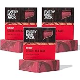 Every Man Jack Cold Processed Mens Bar Soap - Cedar + Red Sage Scent - Deeply Cleans & Hydrates with Shea Butter and Coconut Oil - (3 Pack)