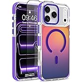 MOWIME Magnetic Case for iPhone 17 Pro [Compatible with Magsafe] [Cute Fashion Fluorescent Design] [1 Screen Protector] Slim Translucent Matte Case for iPhone 17 Pro 6.3" 2025, Purple