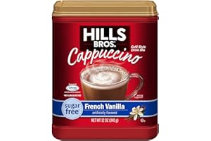Hills Bros Instant Sugar-Free Decadent Cappuccino Mix, Easy To Use, Enjoy Coffeehouse Flavor From Home-Frothy, With 0% Sugar And 8g Of Carbs, French Vanilla, 12 Oz