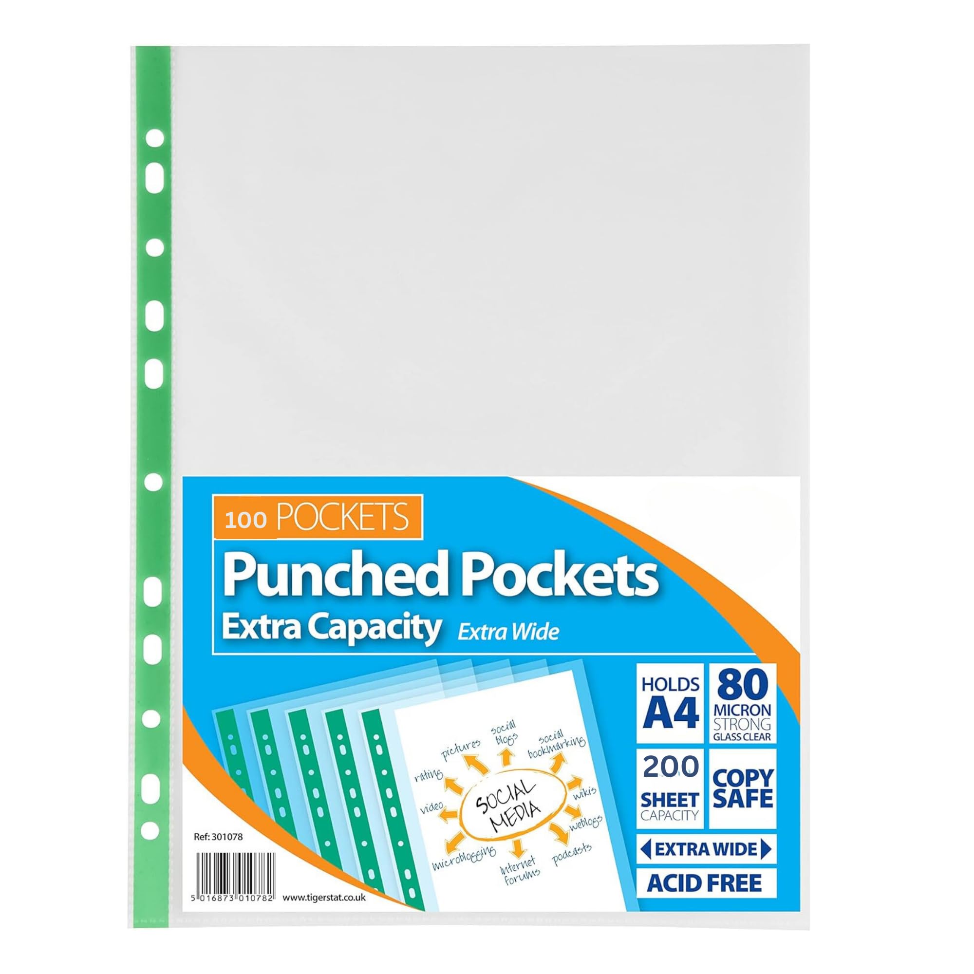 100 Pack of A4 Large Extra Capacity Strong Plastic Poly Pockets Wallet Sleeves Clear Finish