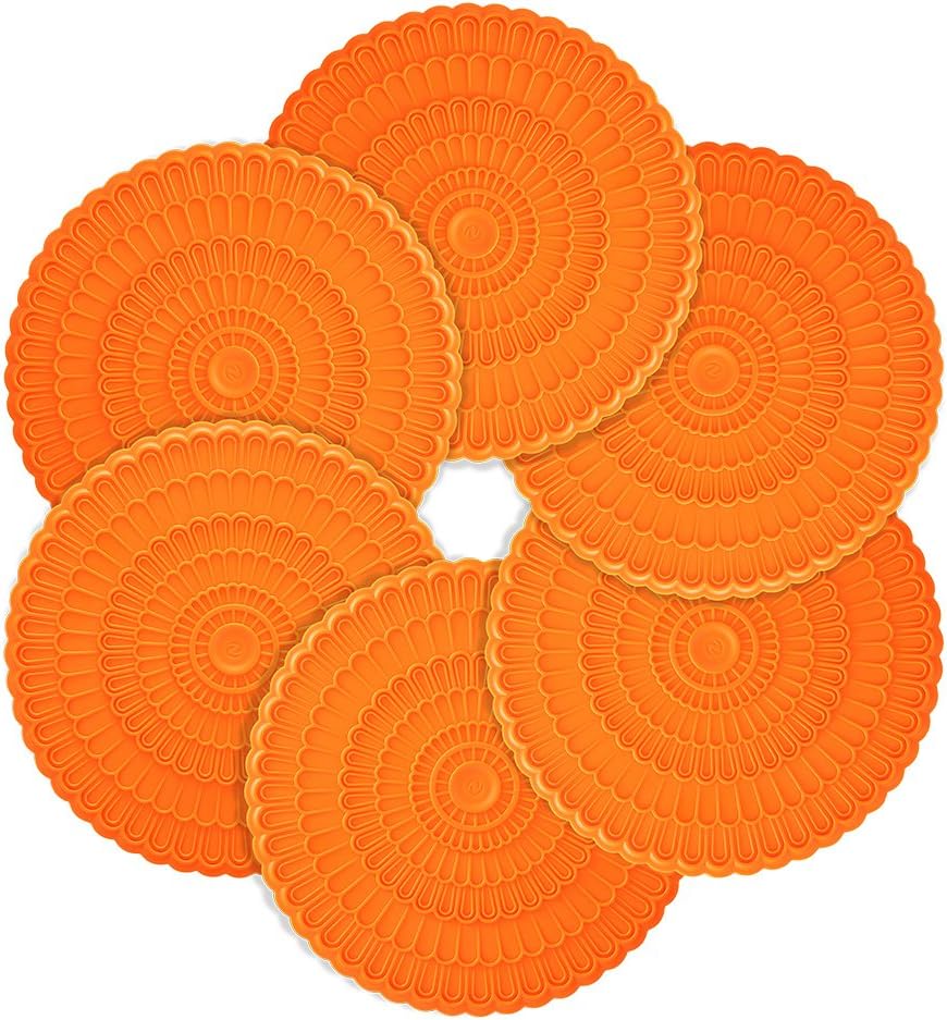 zanmini Coffee Drink Cup Mat Coasters, Silicone Tableware Place mats set of 6 Durable Non Slip Coasters for Hot Beverages and Cold Drinks - 4 inch (Orange)