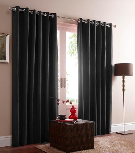 Eclipse Blackout Eyelet Curtains Black 66 X 90 Amazon Co Uk
