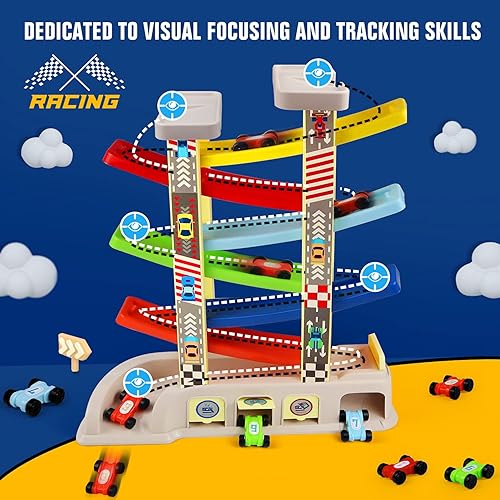 Montessori Toys for Year Old Boys Toddlers, Car Ramp Toys with
