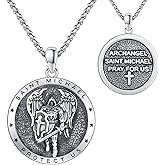 TwoAnts 925 Sterling Silver Patron Saint Medal Necklace Protection Catholic Jewelry Gifts for Men Women