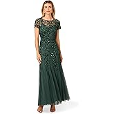 Adrianna Papell Bead Long Dress with Godets