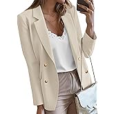 KIRUNDO Blazers for Women Business Casual 2025 Fall Long Sleeve Double Breasted Open Front Work Suit Jackets with Pockets