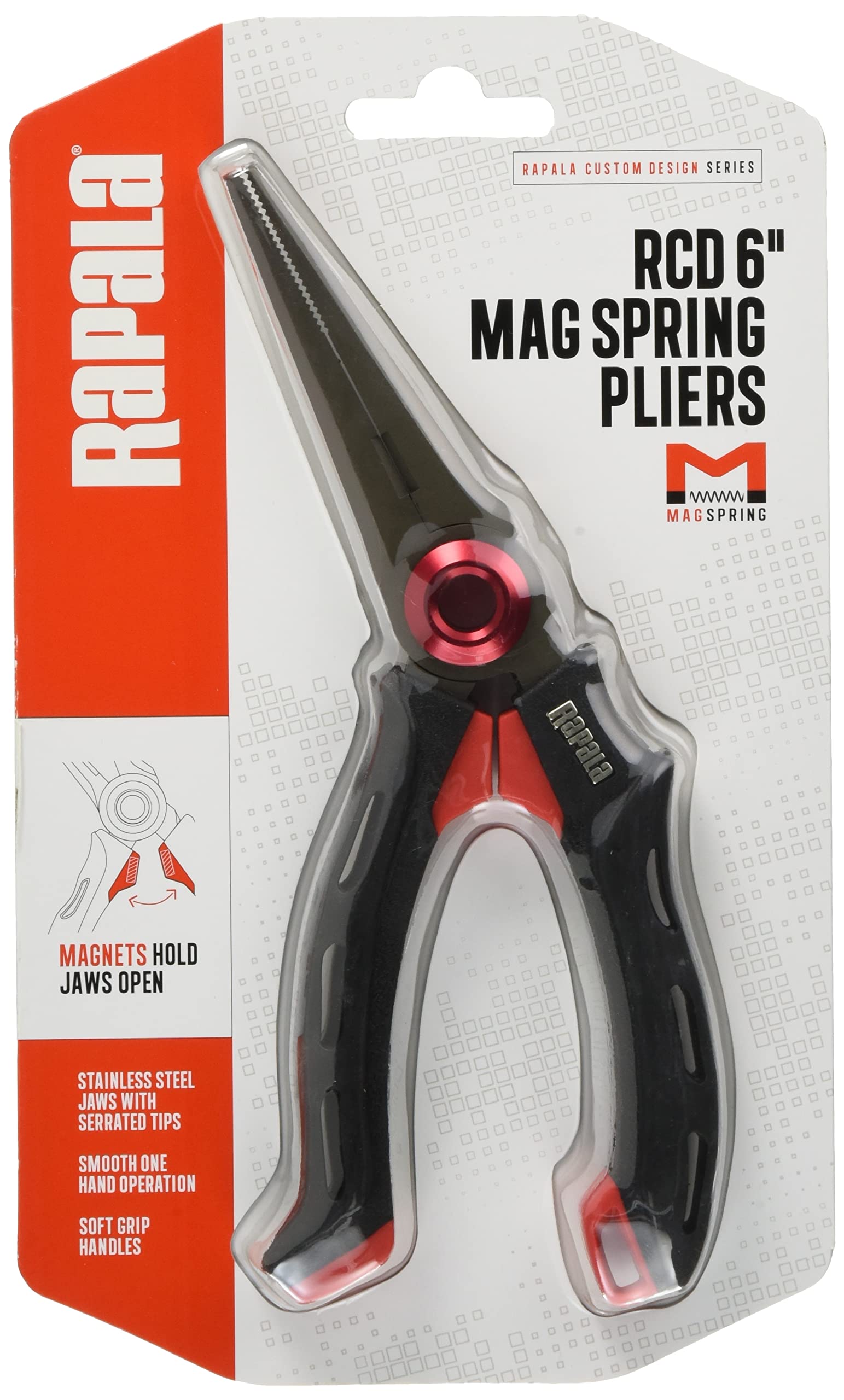 Rapala RCD Magnetic Pliers, 15 cm Length, Black/Red