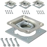Cavo 4PCS Recessed D-Ring Anchors w/Screws, Zinc Plated Steel, Heavy Duty | Utility Accessories for Trailer, Truck, Pickup Cargo; Includes Mounting Plate, Carriage Bolts &amp; Hex Nuts for Easy Install