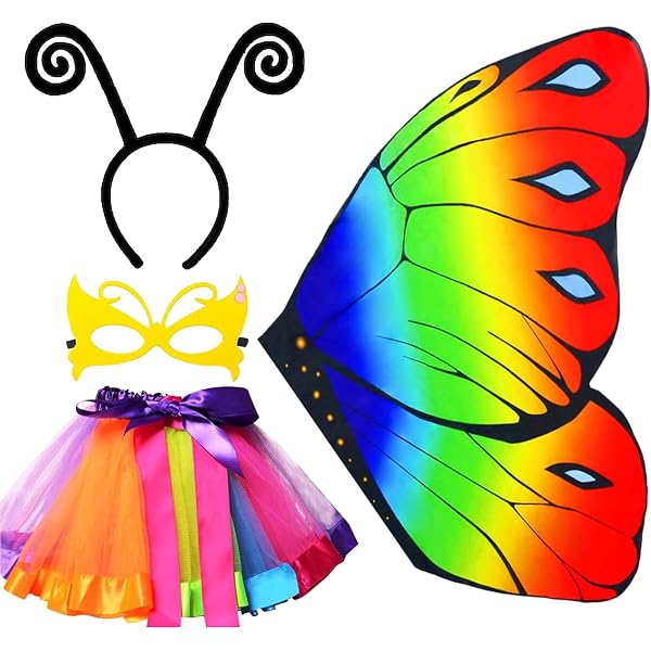 Disfraz De Mariposa Monarca Para Niñas – Vestido Naranja Con Diadema – Fiestas Guirca Para 5-6 Años (110-115 Cm)
